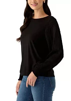 Women's Mixed Media Knit Top