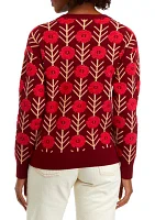 Long Sleeve Floral Jacquard Sweater