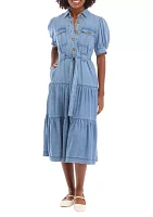 Women's Short Sleeve Tiered Midi Dress