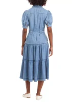 Women's Short Sleeve Tiered Midi Dress