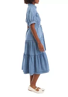 Women's Short Sleeve Tiered Midi Dress