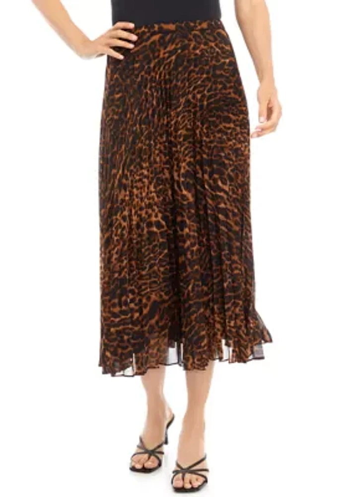 Women's Leopard Print Belted Midi Skirt