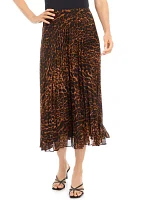 Women's Leopard Print Belted Midi Skirt