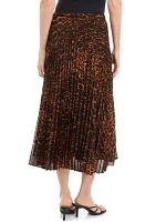 Women's Leopard Print Belted Midi Skirt