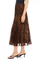 Women's Leopard Print Belted Midi Skirt