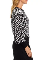 Women's Balloon Sleeve Printed Sweater