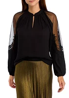 Women's Long Sleeve Split Neck Blouse