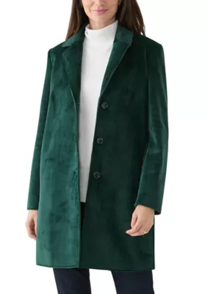 Women's Long Button Velvet Blazer