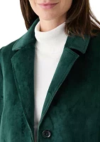 Women's Long Button Velvet Blazer