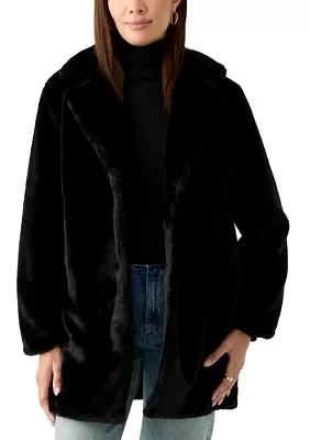 Women's Long Button Front Fur Jacket