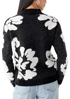 Women's Mock Neck Intarsia Floral Sweater