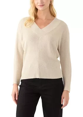 Women's V-Neck Ribbed Lurex Sweater