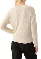 Women's V-Neck Ribbed Lurex Sweater