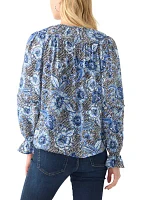 Women's Long Sleeve Floral Peasant Blouse