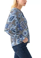 Women's Long Sleeve Floral Peasant Blouse