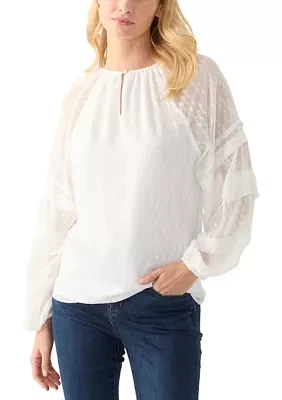 Women's Pintuck Long Sleeve Solid Blouse