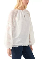 Women's Pintuck Long Sleeve Solid Blouse