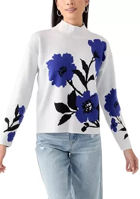 Women's Mock Neck Floral Sweater