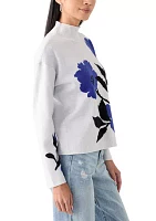 Women's Mock Neck Floral Sweater