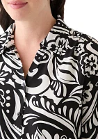 Women's Long Sleeve Open Collar Button Front Blouse