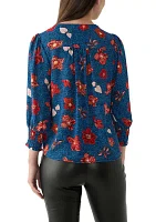 Women's 3/4 Sleeve V-Neck Printed Blouse