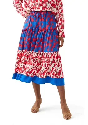 Women's Tiered Mixed Print Skirt