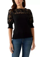 Women's Elbow Sleeve Crochet Sweater