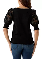 Women's Elbow Sleeve Crochet Sweater