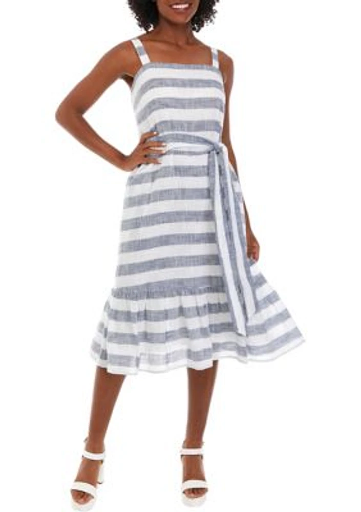 Women's Stripe Dress with Flounce Hem