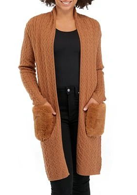 Women's Open Front Cable Knit Cardigan