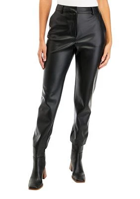 Women's Fly Front Faux Leather Pants