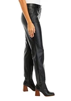 Women's Fly Front Faux Leather Pants