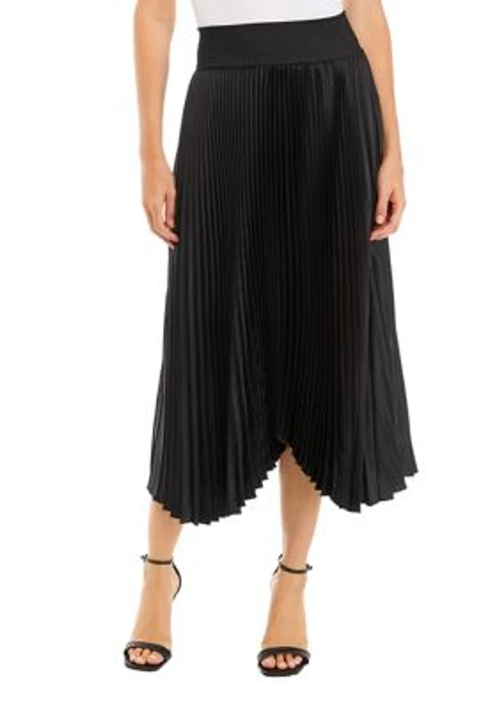 Pleated Charmeuse Midi Skirt