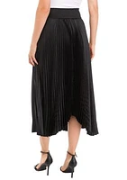 Pleated Charmeuse Midi Skirt