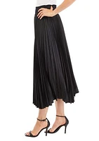 Pleated Charmeuse Midi Skirt