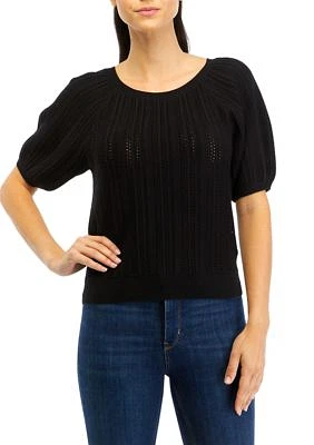 Women's Puff Sleeve Pointelle Sweater