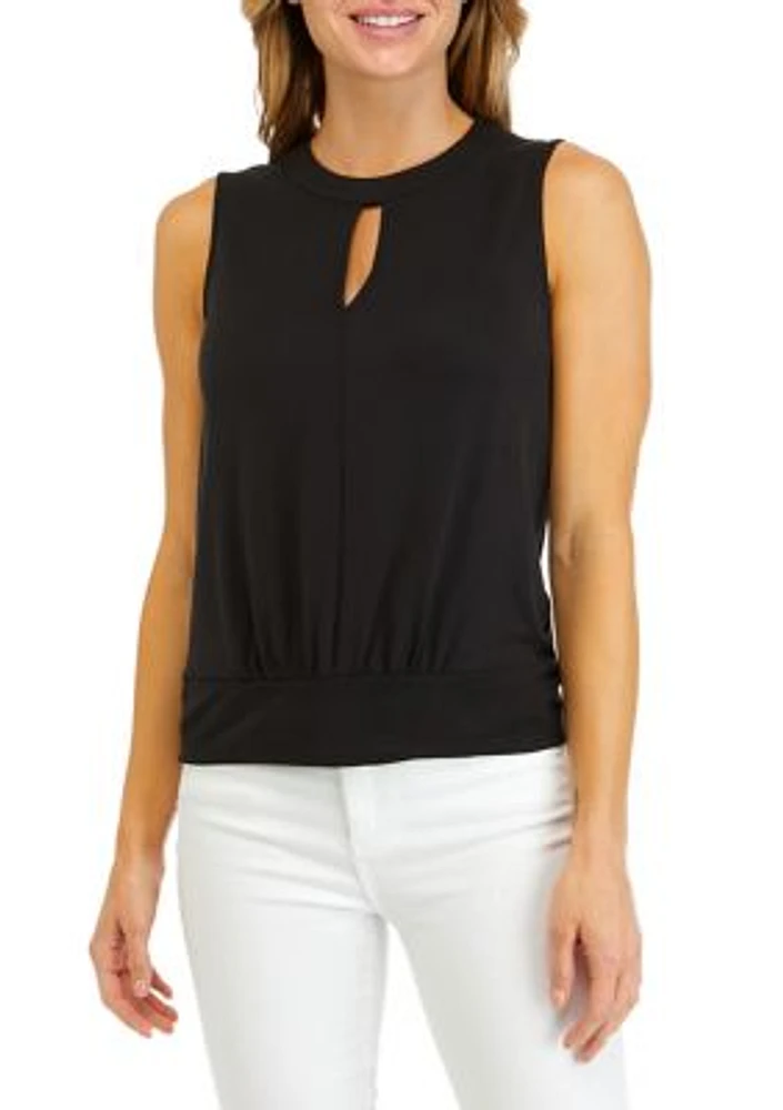 Women's Sleeveless Knit Keyhole Top