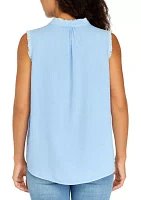 Petite Sleeveless Split Neck Top