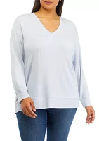 Plus V-Neck French Terry Top