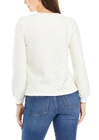 Women's Quilted Crew Neck Sweatshirt