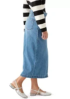 Women's Fly Front Denim Midi Skirt