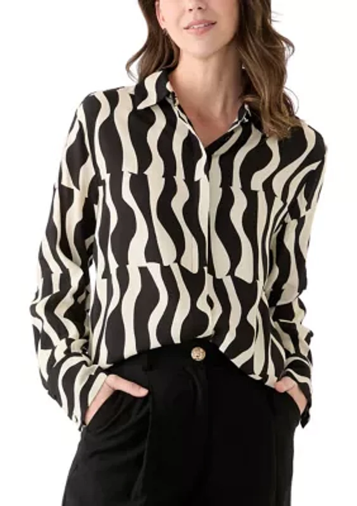 Women's Hidden Placket Button Down Shirt