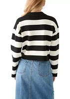 Women's Collared Front Striped Pullover Sweater