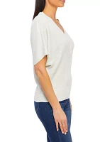 Women's Short Sleeve V-Neck Pullover Top