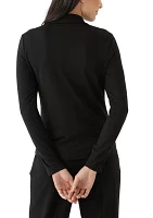 Women's Long Sleeve Button Up Knit Jersey Shirt