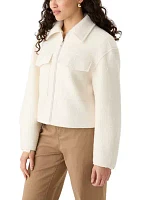 Women's Lined Collared Zip Bouclé Jacket