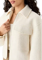 Women's Lined Collared Zip Bouclé Jacket