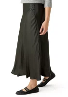 Women's Side Zip Satin Midi Skirt