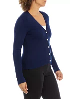 Petite Long Sleeve V-Neck Cardigan