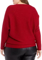 Plus Long Sleeve Dolman Lurex Pullover Sweater